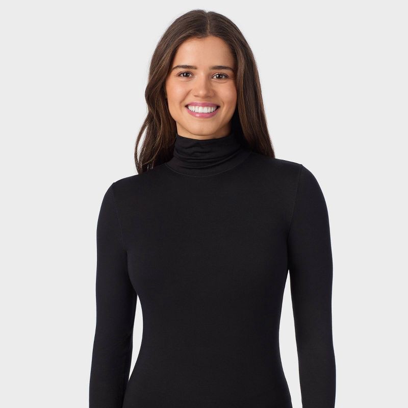 slide 4 of 5, Warm Essentials by Cuddl Duds Women's Smooth Stretch Thermal Turtleneck Top - Black XL, 1 ct
