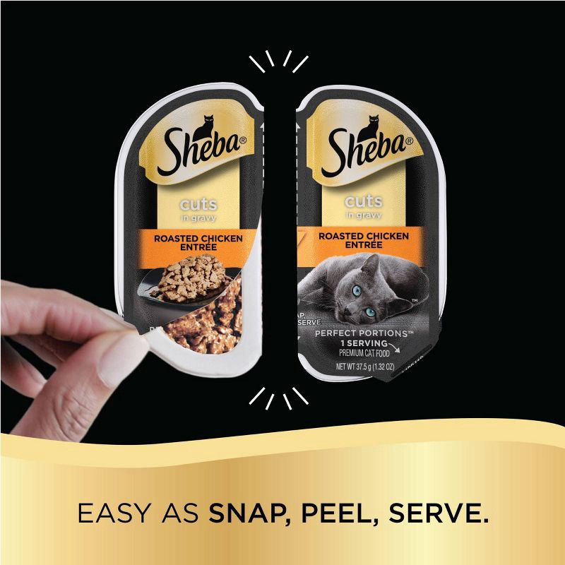 slide 3 of 10, Sheba Perfect Portions Cuts In Gravy Chicken, Salmon & Turkey Entrée Premium Wet Cat Food - 3.96lb/24ct Variety Pack, 3.96 lb, 24 ct