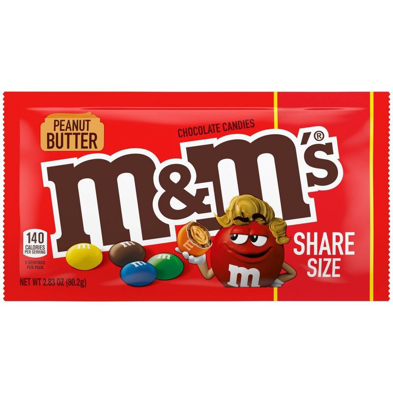 slide 1 of 7, M&M's Peanut Butter Share Size Chocolate Candy - 2.83oz, 2.83 oz