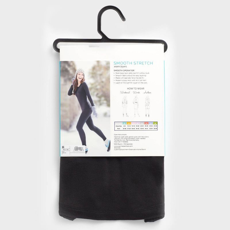 slide 5 of 5, Warm Essentials by Cuddl Duds Women's Smooth Stretch Thermal Scoop Neck Top - Black M, 1 ct