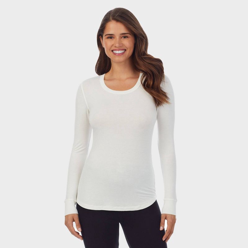 slide 1 of 4, Warm Essentials by Cuddl Duds Women's Smooth Stretch Thermal Scoop Neck Top - Ivory XL, 1 ct