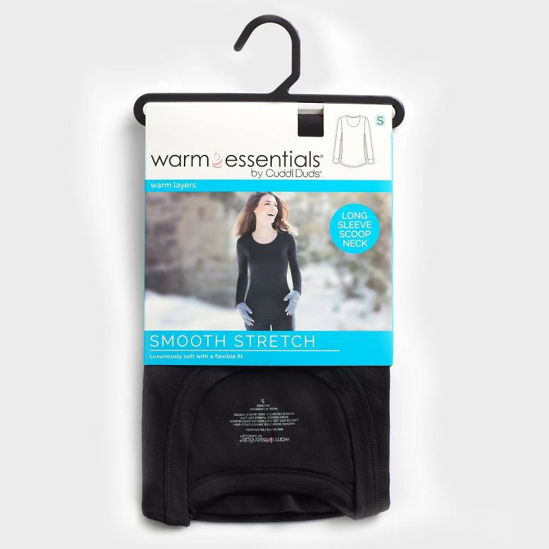 slide 4 of 5, Warm Essentials by Cuddl Duds Women's Smooth Stretch Thermal Scoop Neck Top - Black S, 1 ct