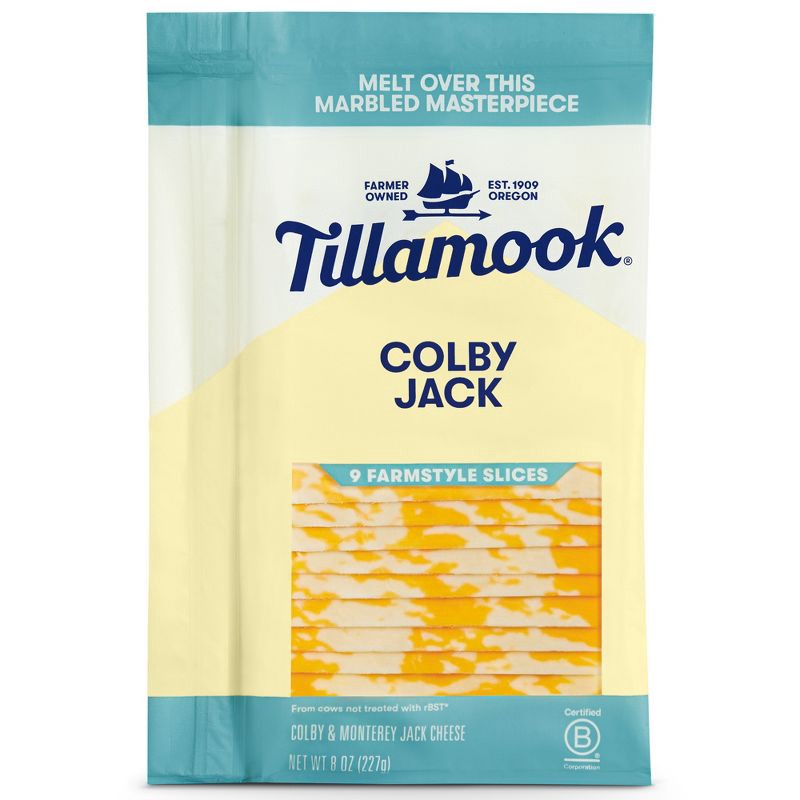 slide 1 of 8, Tillamook Farmstyle Colby Jack Cheese Slices - 8oz/9 slices, 8 oz