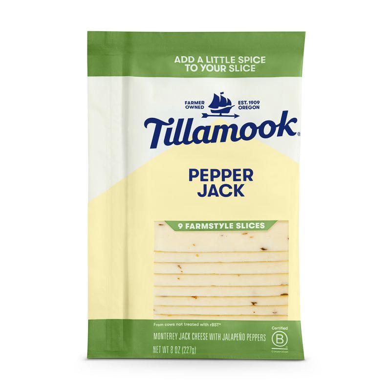 slide 1 of 4, Tillamook Farmstyle Pepper Jack Cheese Slices - 8oz/9 slices, 8 oz