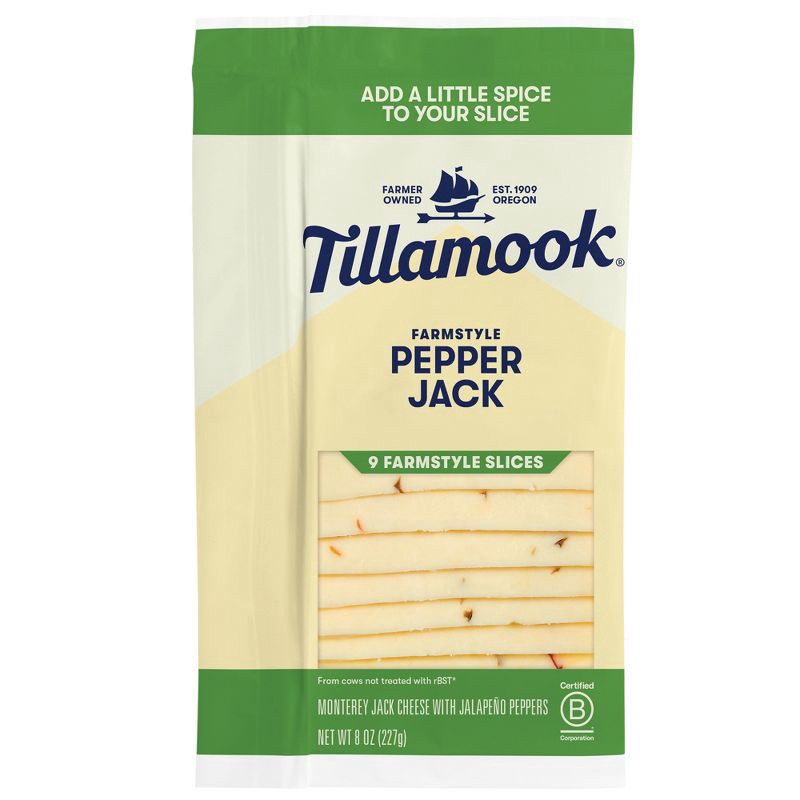 slide 1 of 8, Tillamook Farmstyle Pepper Jack Cheese Slices - 8oz/9 slices, 8 oz