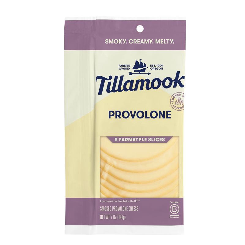 slide 1 of 4, Tillamook Farmstyle Smoked Provolone Cheese Slices - 7oz/8 slices, 7 oz