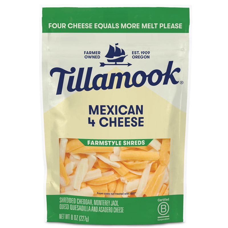 slide 1 of 9, Tillamook Farmstyle Mexican 4 Cheese Shredded Cheese - 8oz, 8 oz