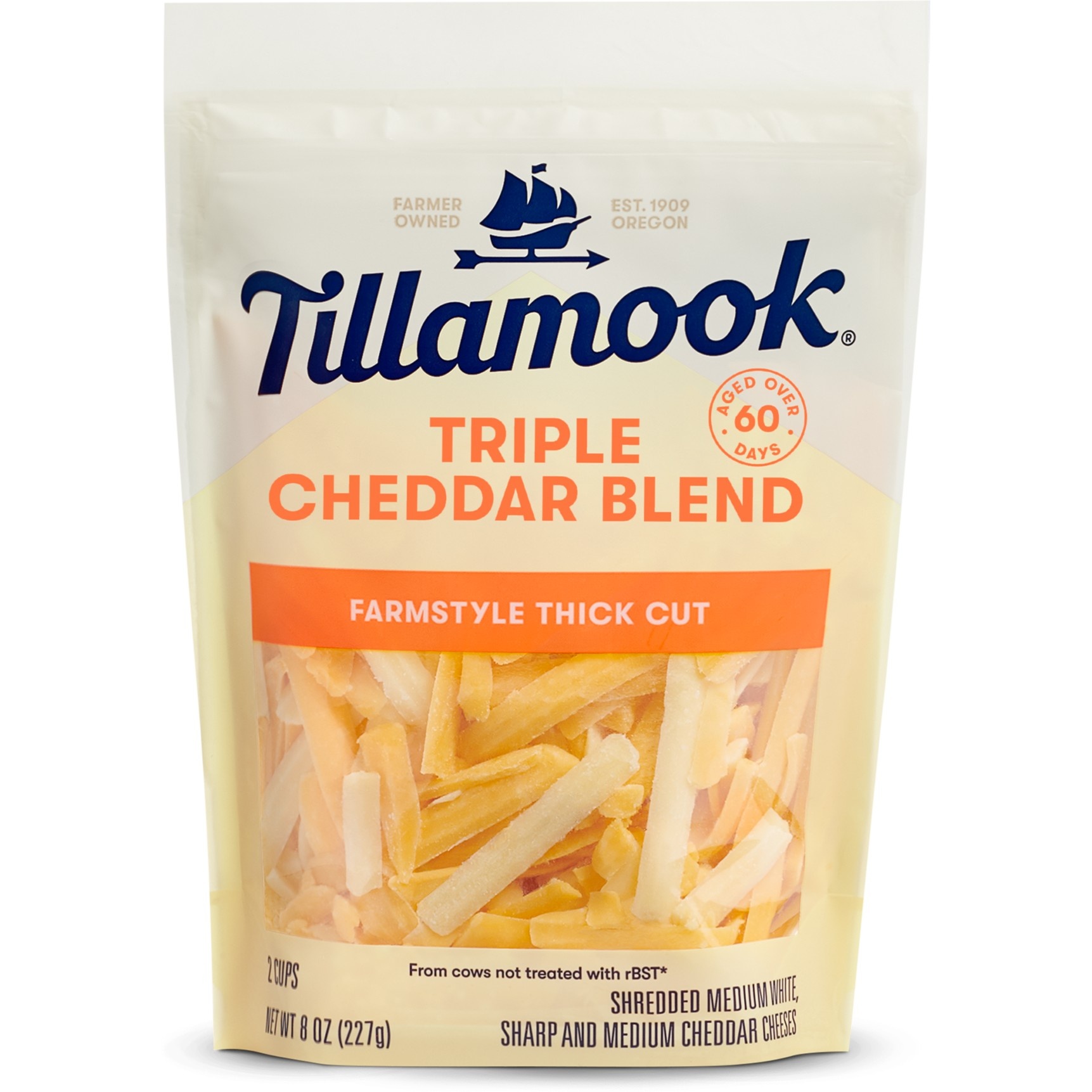 slide 1 of 3, Tillamook Triple Cheddar Farmstyle Thick Cut Shredded Cheese - 8oz, 8 oz