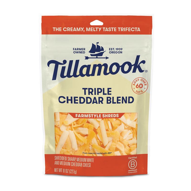 slide 1 of 5, Tillamook Farmstyle Triple Cheddar Shredded Cheese - 8oz, 8 oz