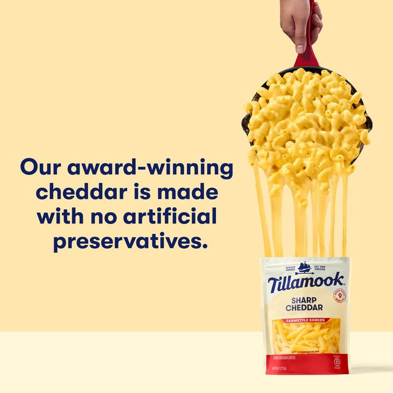 slide 7 of 9, Tillamook Farmstyle Sharp Cheddar Shredded Cheese - 8oz, 8 oz