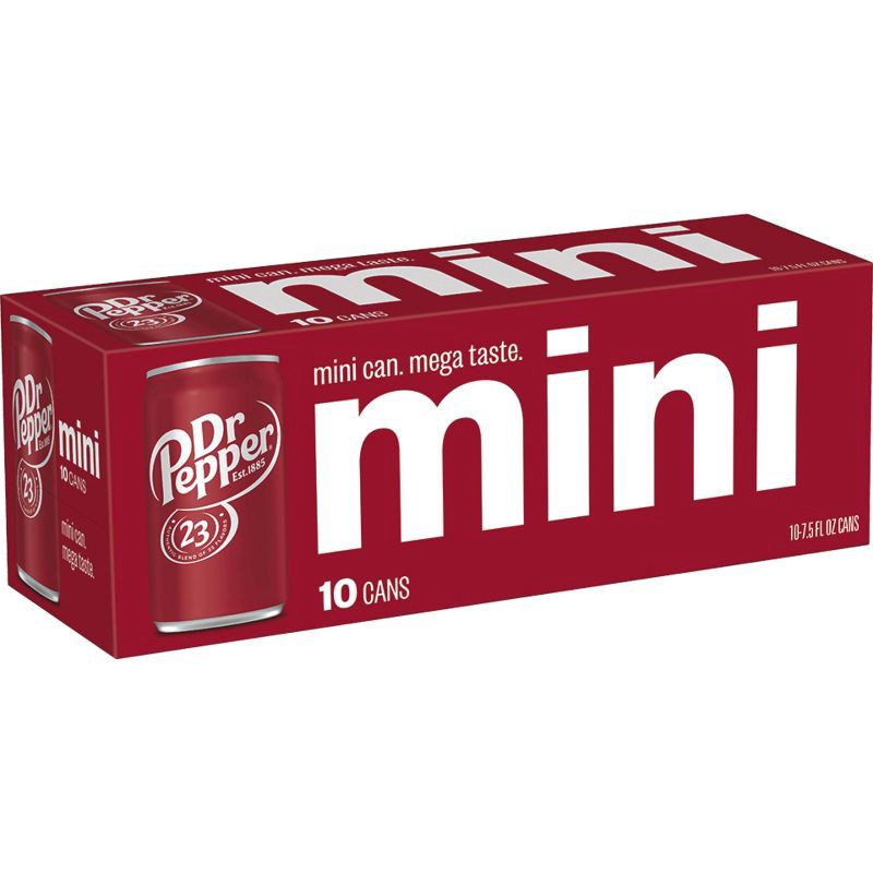 slide 2 of 7, Dr Pepper Soda - 10pk/7.5 fl oz Mini Cans, 10 ct; 7.5 fl oz