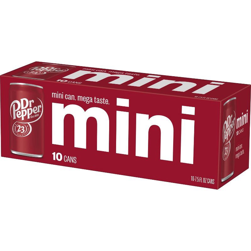 slide 4 of 7, Dr Pepper Soda - 10pk/7.5 fl oz Mini Cans, 10 ct; 7.5 fl oz