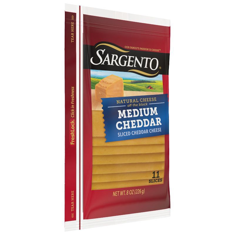 slide 4 of 8, Sargento Natural Medium Cheddar Sliced Cheese - 8oz/11 slices, 8 oz