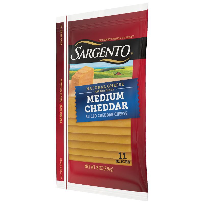 slide 5 of 8, Sargento Natural Medium Cheddar Sliced Cheese - 8oz/11 slices, 8 oz