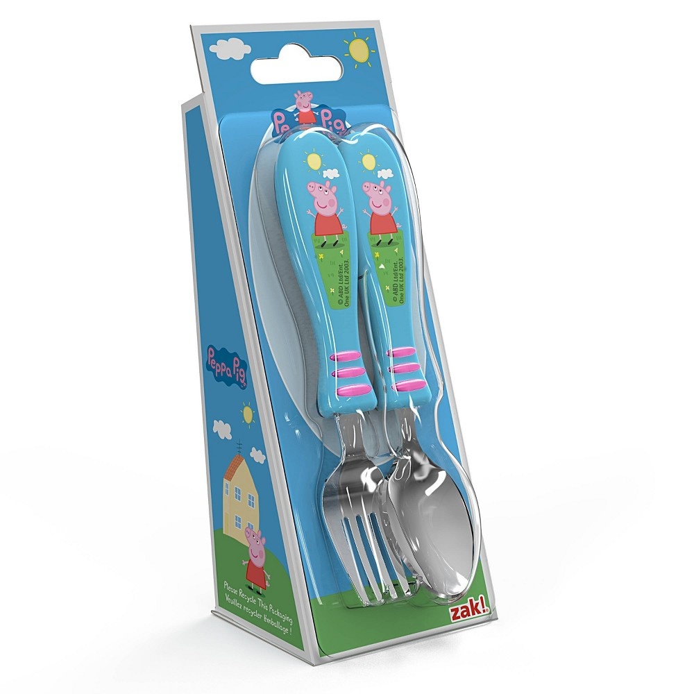 slide 5 of 5, Peppa Pig Kids 2pc Silverware Set Blue/Pink - Zak Designs, 2 ct