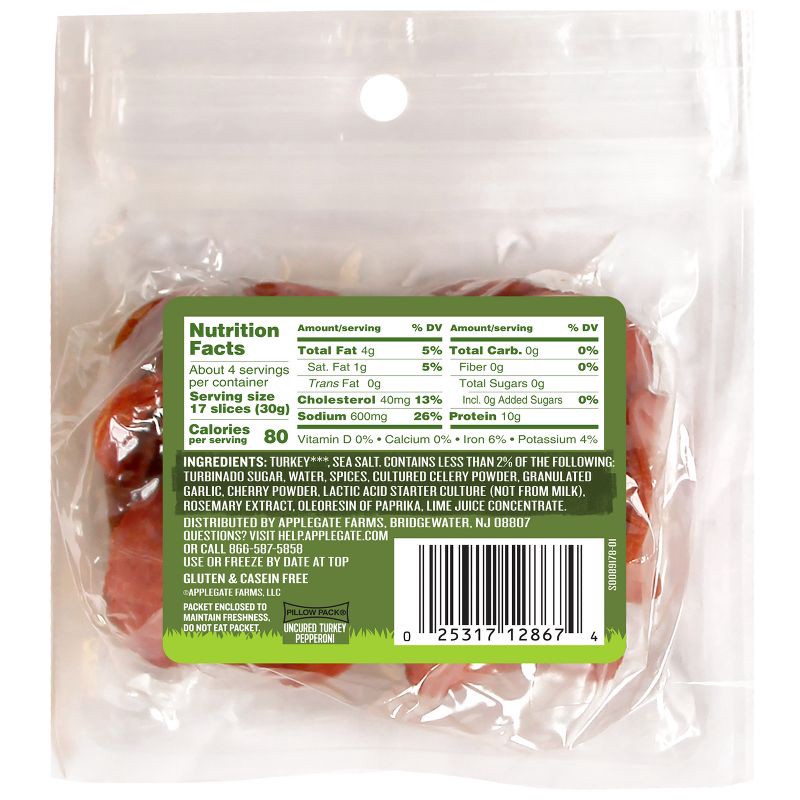 slide 2 of 5, Applegate Farms Applegate Natural Uncured Turkey Pepperoni - 4oz, 4 oz