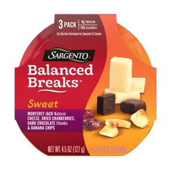Sargento Sweet Balanced Breaks Monterey Jack Cheese, Dried Cranberries, Dark Chocolate & Banana Chips - 4.5oz/3ct