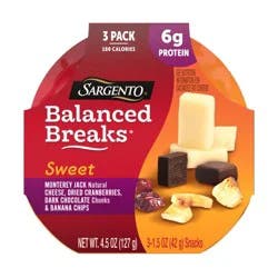 Sargento Sweet Balanced Breaks Monterey Jack Cheese, Dried Cranberries, Dark Chocolate & Banana Chips - 4.5oz/3ct