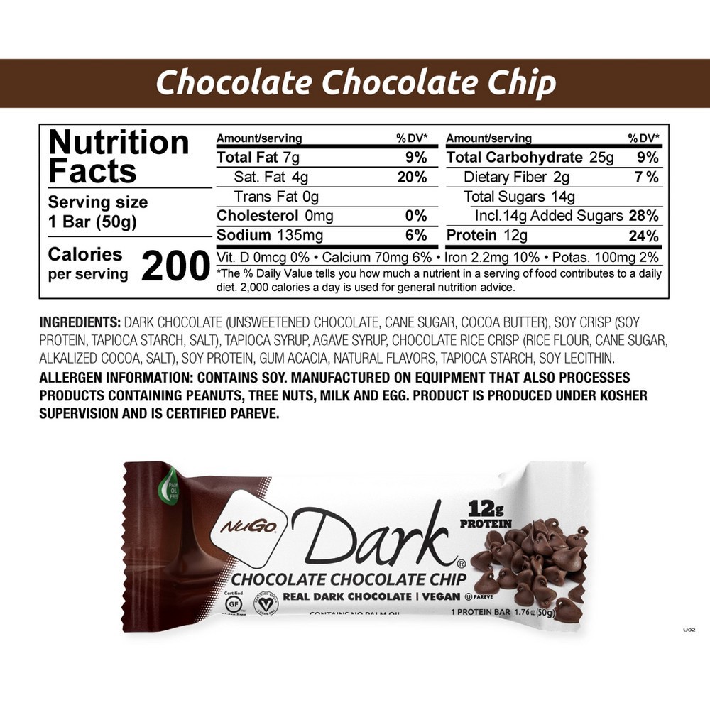 slide 2 of 4, NuGo Dark Chocolate Chocolate Chip Bar, 1.76 oz