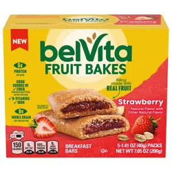 belVita Fruit Bakes, Strawberry, Soft Baked Breakfast Bars, 5 Packs (2 Fruit Bars Per Pack)