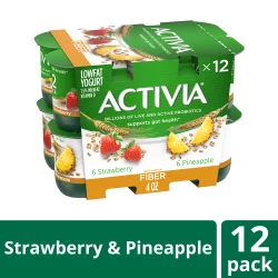 Activia Low Fat Fiber Probiotic Strawberry & Pineapple Variety Pack Yogurt Cups