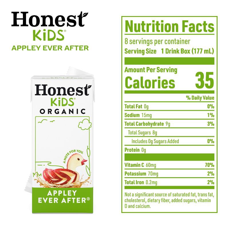 slide 6 of 9, Honest Kids Organic Apple Juice Drink - 8pk/6 fl oz Box, 8 ct; 6 fl oz