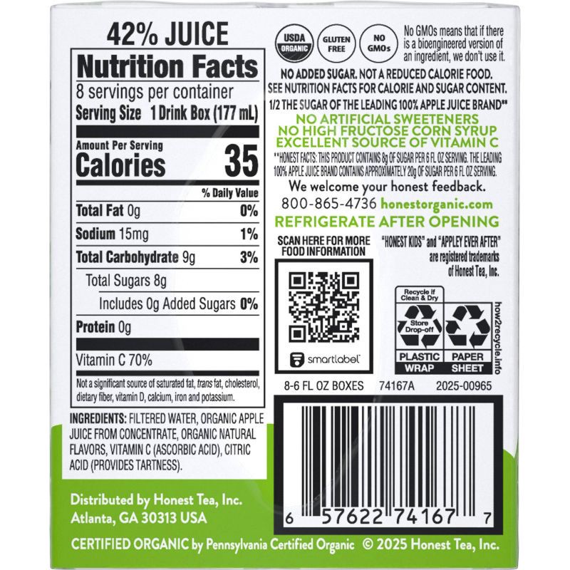 slide 7 of 7, Honest Kids Organic Apple Juice Drink - 8pk/6 fl oz Box, 8 ct; 6 fl oz