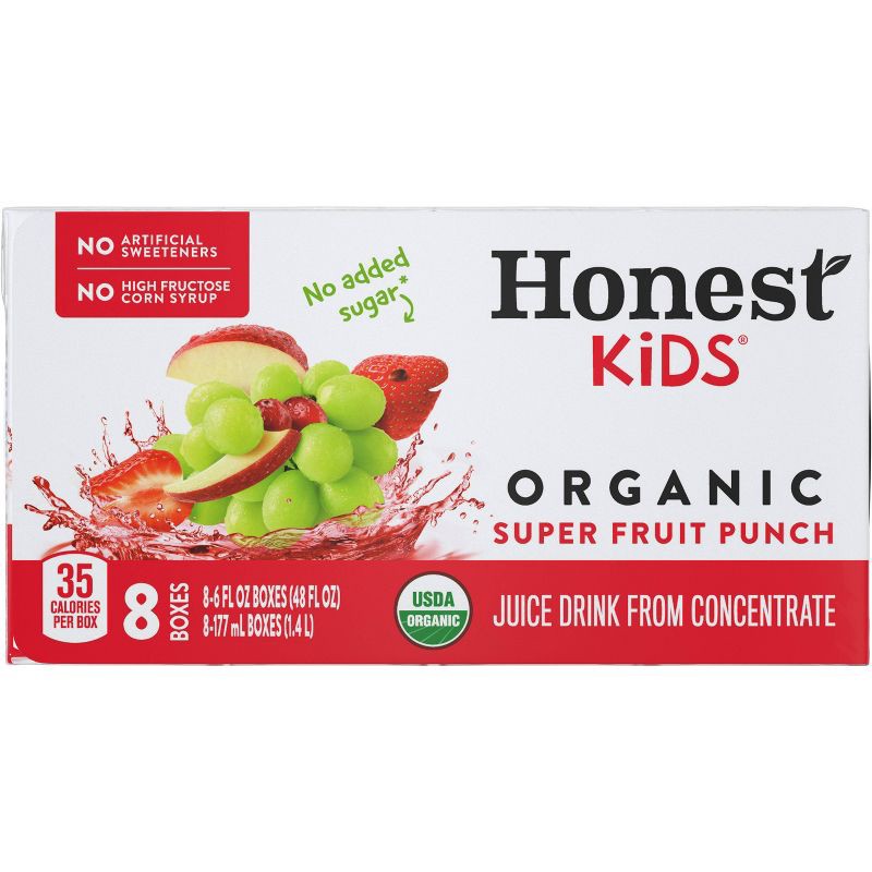 slide 2 of 6, Honest Kids Organic Fruit Punch Juice Drink - 8pk/6 fl oz Boxes, 8 ct; 6 fl oz