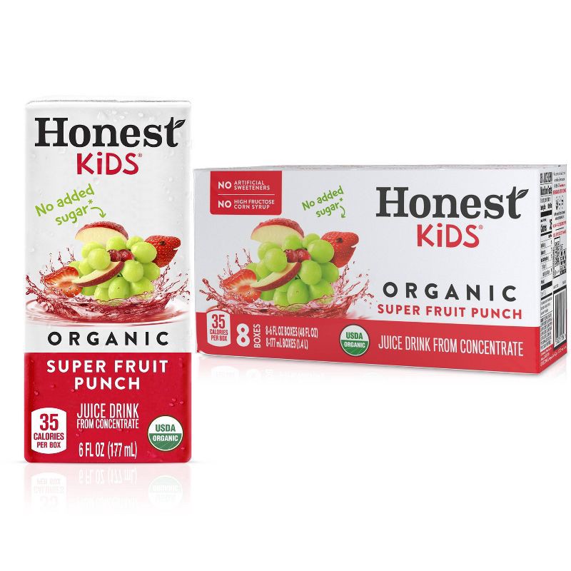 slide 1 of 6, Honest Kids Organic Fruit Punch Juice Drink - 8pk/6 fl oz Boxes, 8 ct; 6 fl oz