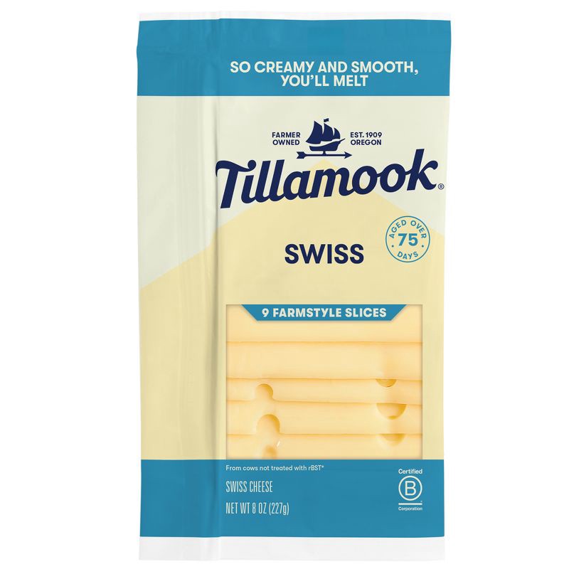 slide 1 of 9, Tillamook Farmstyle Swiss Cheese Slices - 8oz/9 slices, 8 oz