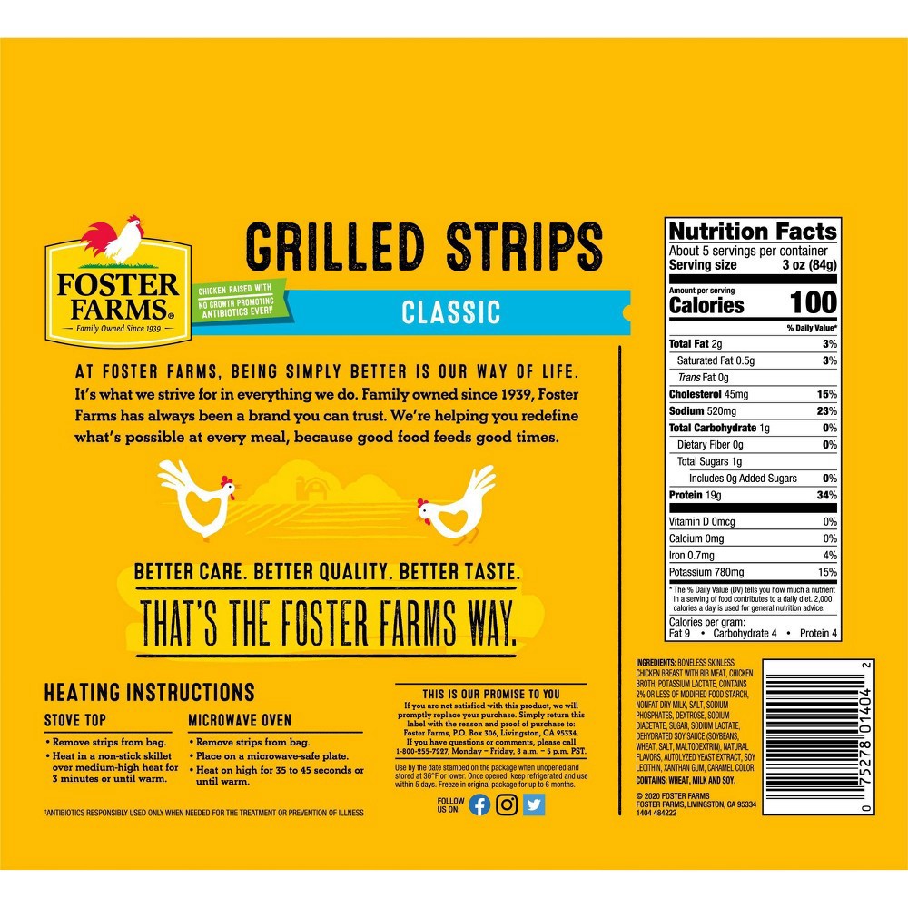 slide 3 of 5, Foster Farms Grilled Chicken Breast Strips - 16oz, 16 oz