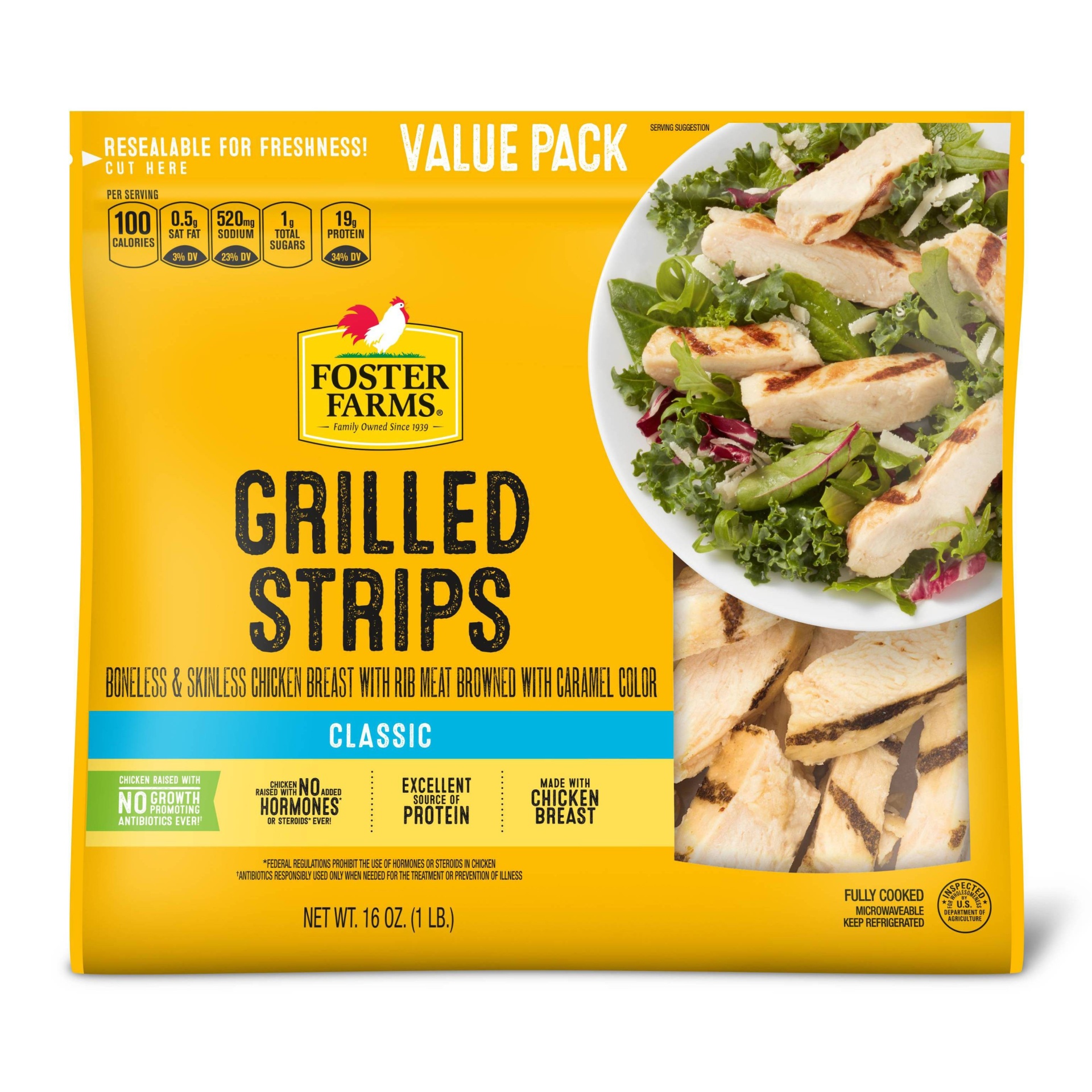 slide 1 of 5, Foster Farms Grilled Chicken Breast Strips - 16oz, 16 oz
