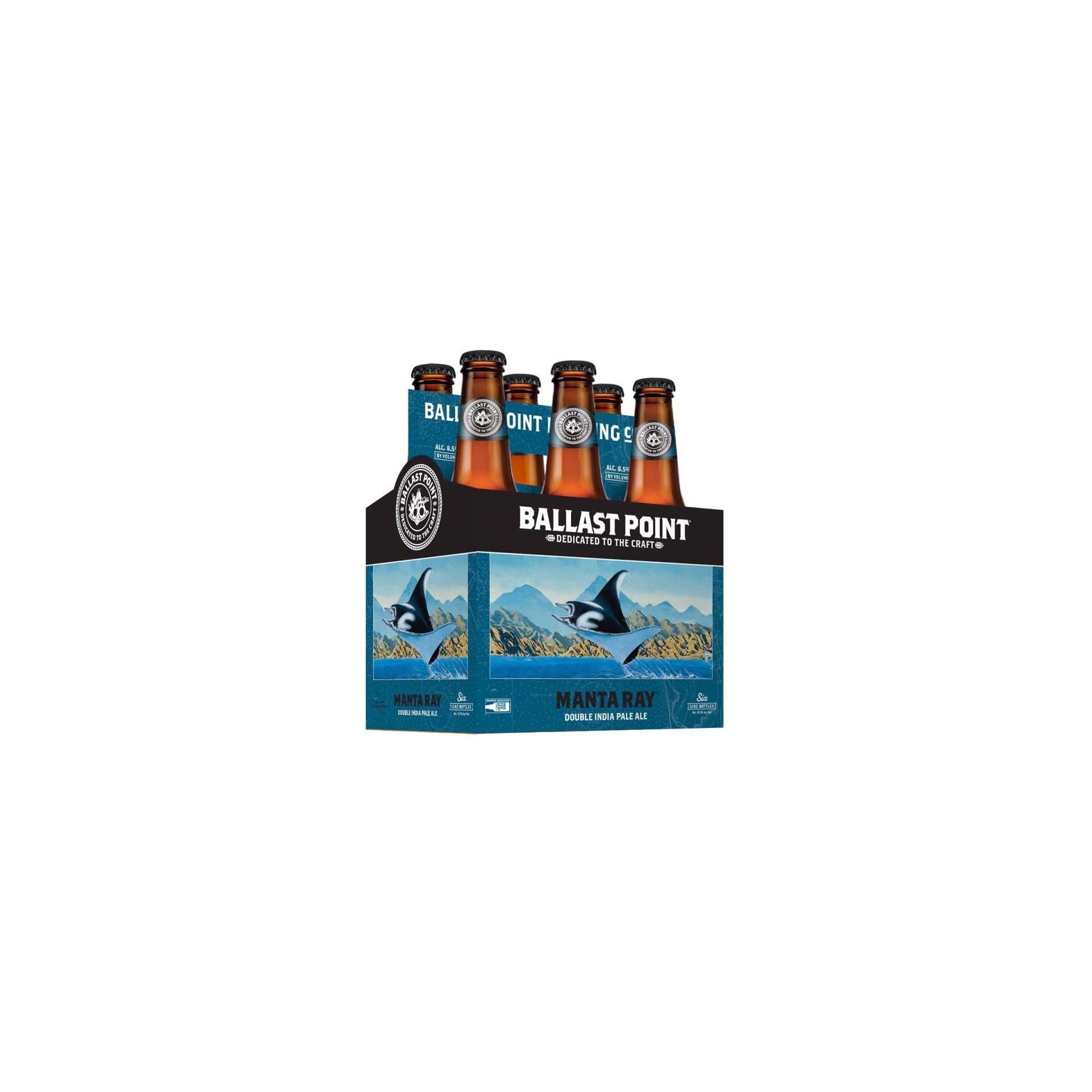 slide 1 of 3, Ballast Point Manta Ray Double IPA Beer, 6 ct, 12 fl oz