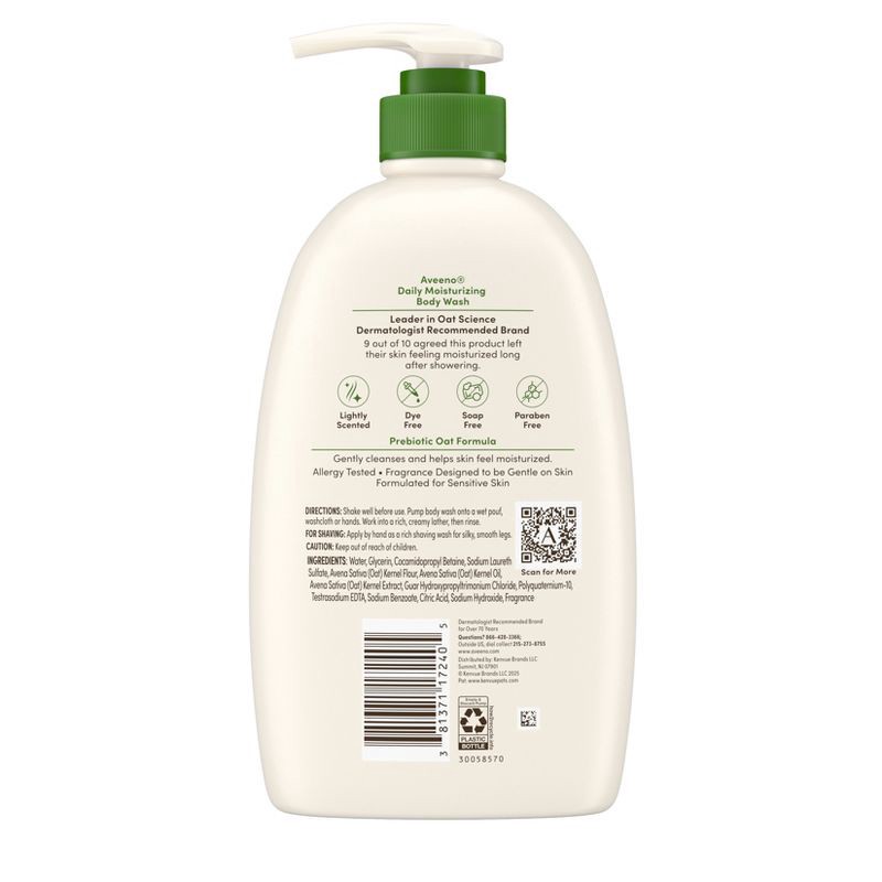 slide 8 of 11, Aveeno Daily Moisturizing Body Wash with Soothing Oat - 33 fl oz, 33 fl oz
