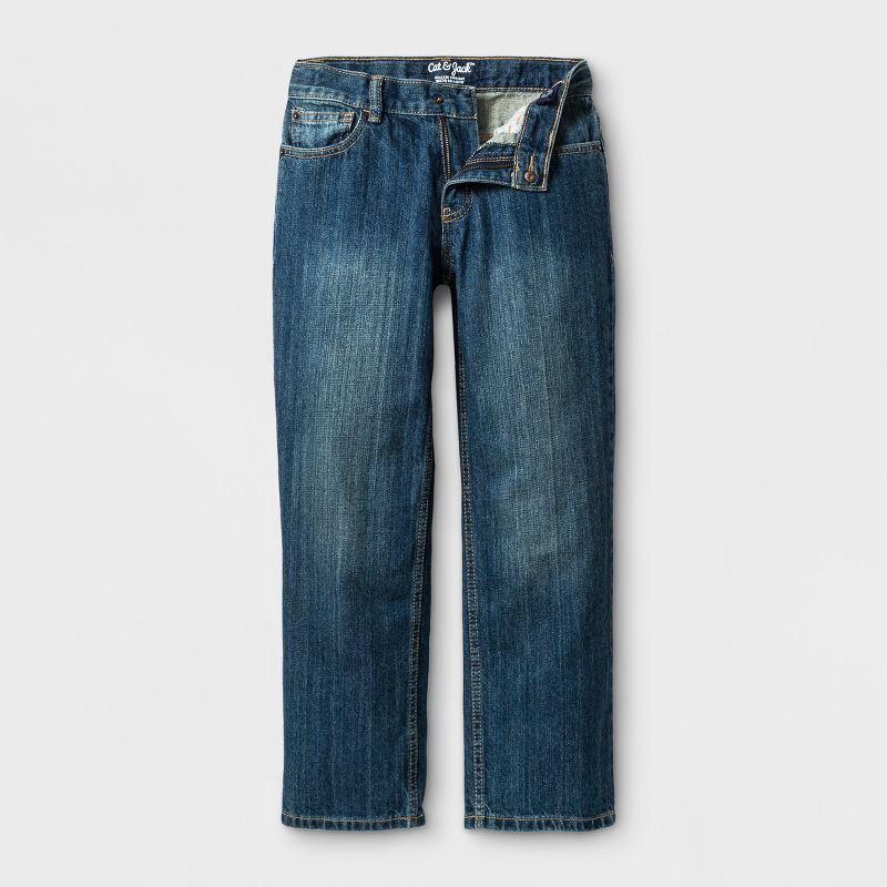 slide 2 of 3, Boys' Relaxed Straight Fit Jeans - Cat & Jack™ Blue 5, 1 ct