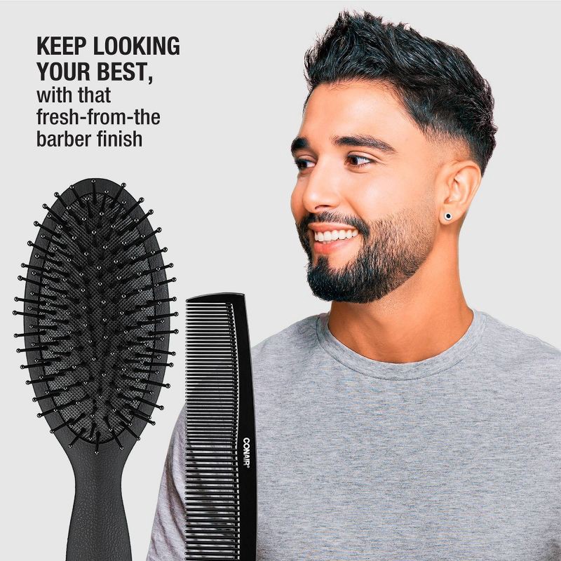 slide 3 of 6, Conair for Men Black Cushion Hairbrush & Combo Set - 2ct, 2 ct