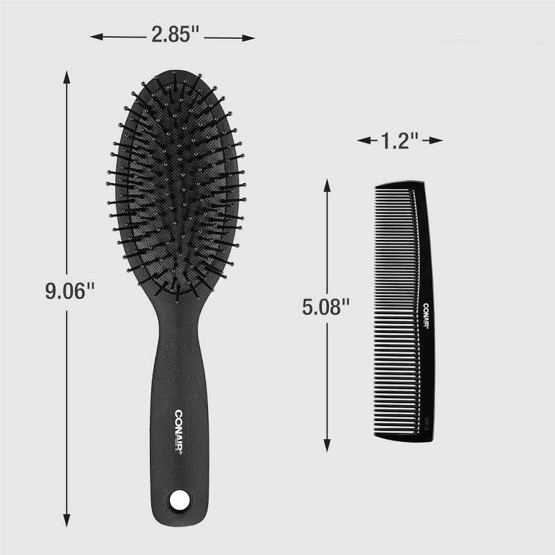 slide 5 of 6, Conair for Men Black Cushion Hairbrush & Combo Set - 2ct, 2 ct