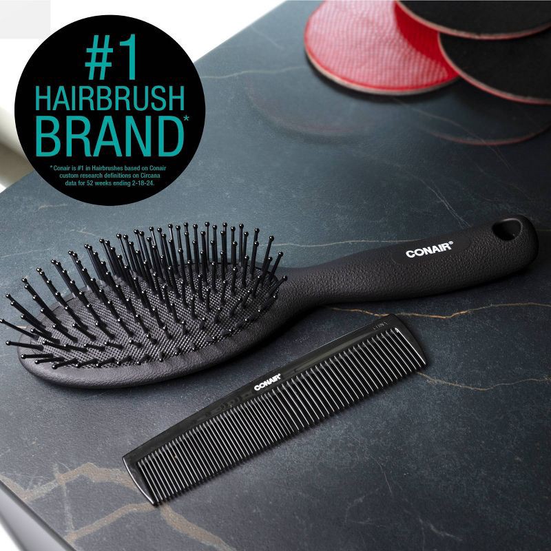 slide 6 of 6, Conair for Men Black Cushion Hairbrush & Combo Set - 2ct, 2 ct