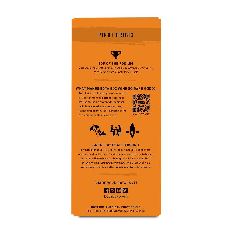 slide 9 of 9, Bota Box Pinot Grigio White Wine - 3L Box, 3 liter