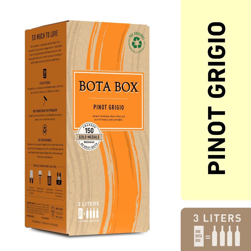 slide 8 of 10, Bota Box Pinot Grigio White Wine - 3L Box, 3 liter