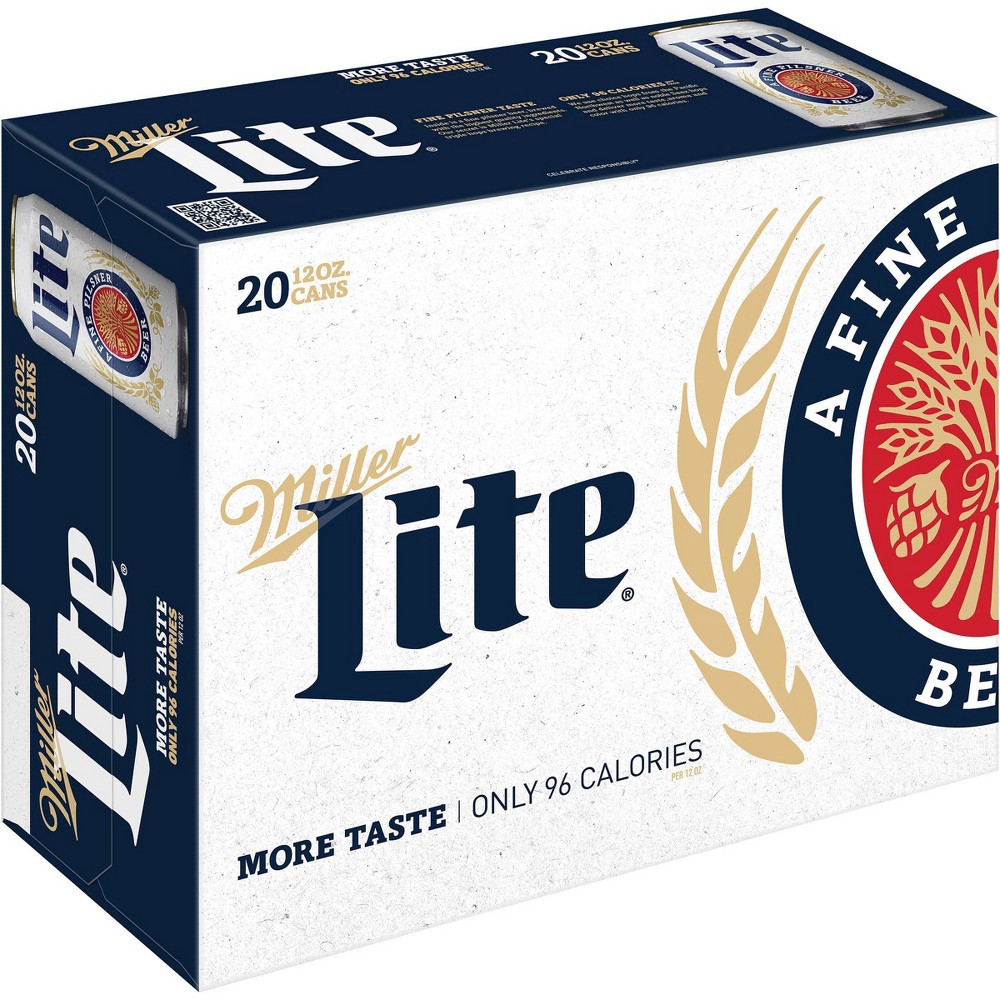 slide 2 of 5, Miller Lite Beer - 20pk/12 fl oz Cans, 20 ct; 12 fl oz