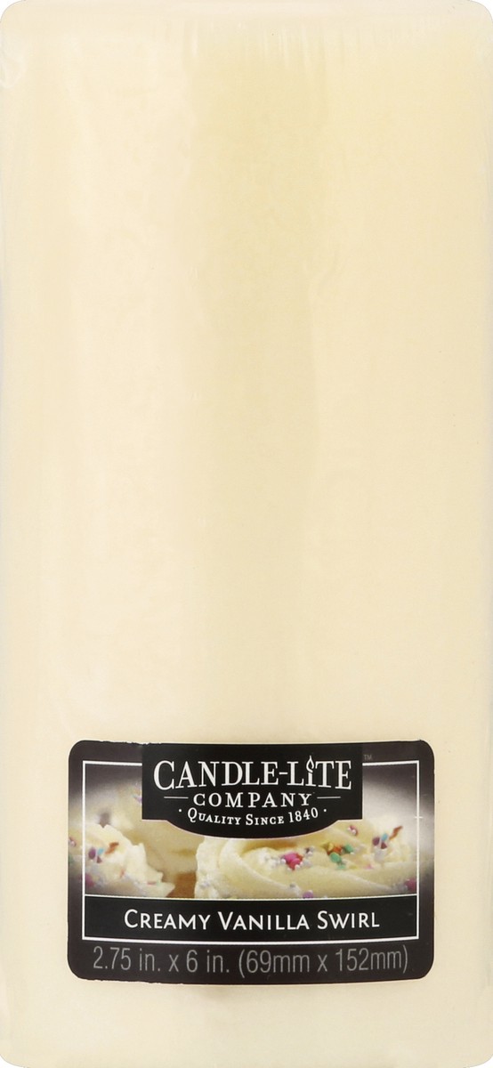 slide 1 of 3, Candle-Lite Creamy Vanilla Swirl Pillar Candle, 1 ct