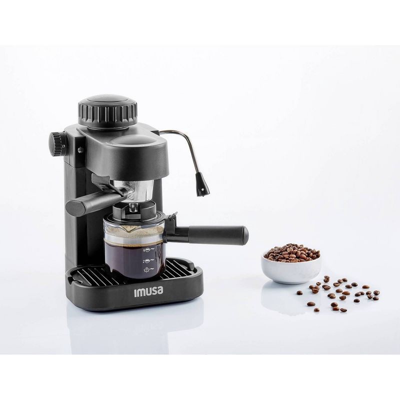 IMUSA 4-Cup Grey Espresso and Cappuccino Machine with Milk