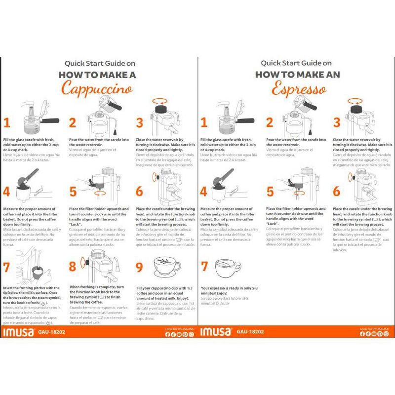 slide 7 of 7, IMUSA 4 Cup Electric Espresso/Cappuccino Maker 800 Watts - Black: Milk Frother, Glass Carafe, Removable Filter Basket, 1 ct
