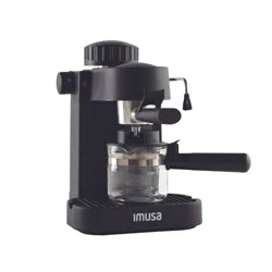 IMUSA 4 Cup Electric Espresso/Cappuccino Maker 800 Watts - Black: Milk Frother, Glass Carafe, Removable Filter Basket