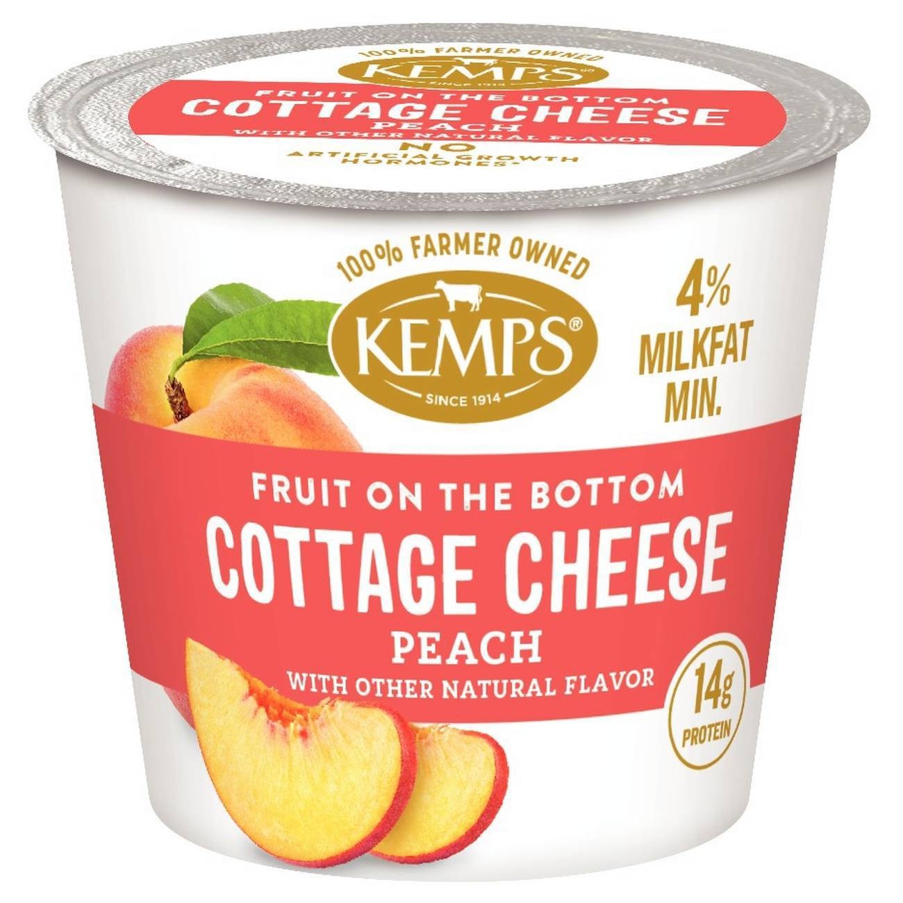 slide 1 of 1, Kemps Peach Fruit On The Bottom Cottage Cheese, 5.6 oz