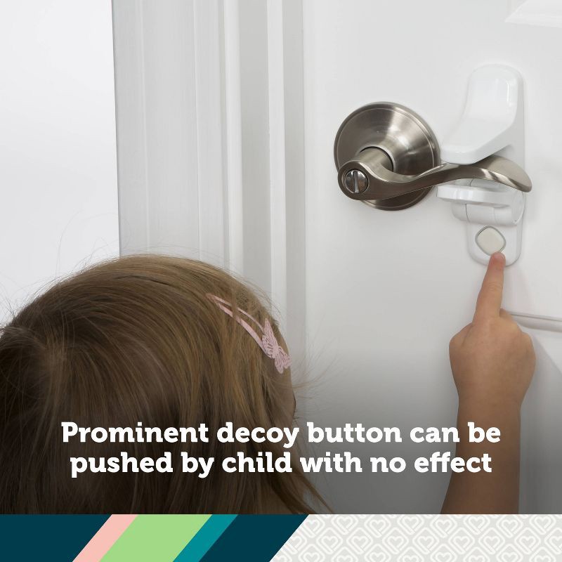 slide 3 of 8, Safety 1st OutSmart Lever Lock With Decoy Button - White, 1 ct