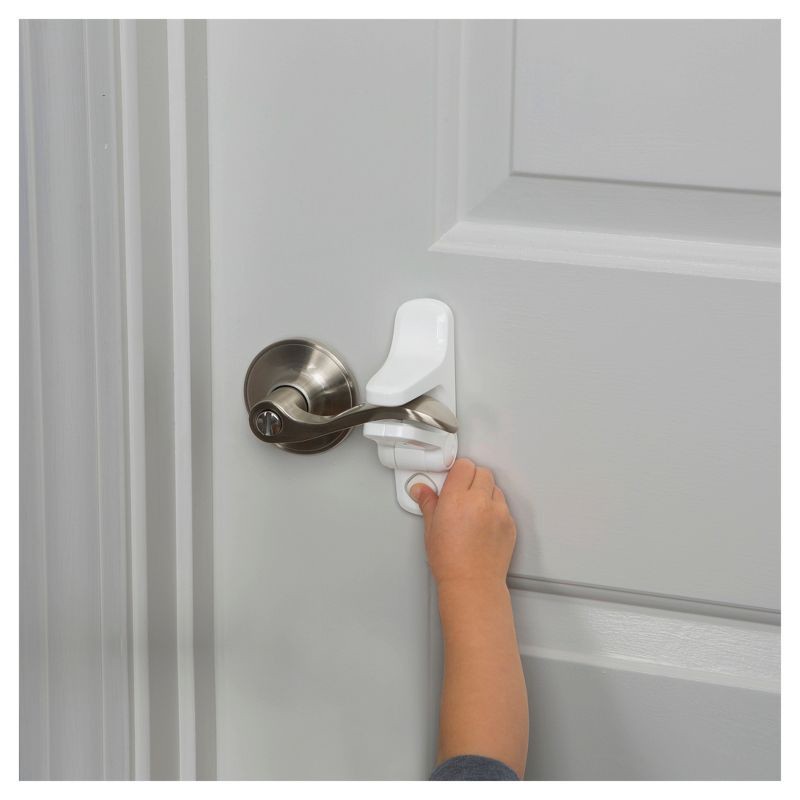 slide 4 of 8, Safety 1st OutSmart Lever Lock With Decoy Button - White, 1 ct
