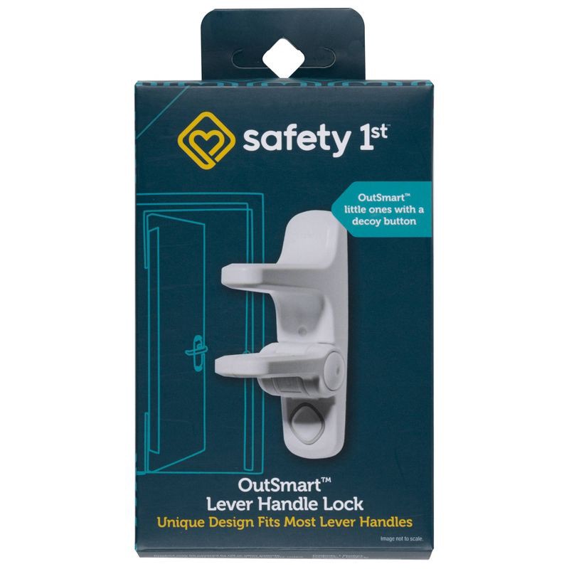 slide 1 of 8, Safety 1st OutSmart Lever Lock With Decoy Button - White, 1 ct