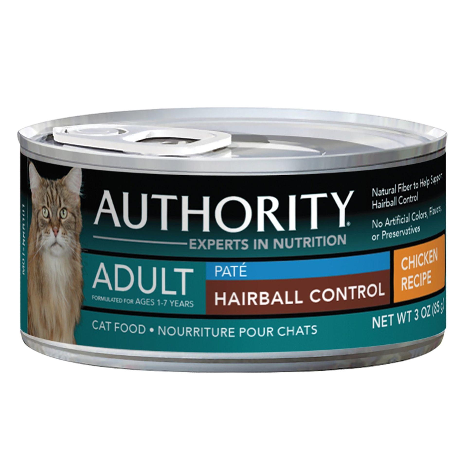 slide 1 of 1, Authority Hairball Control Adult Cat Food - Chicken, 3 oz